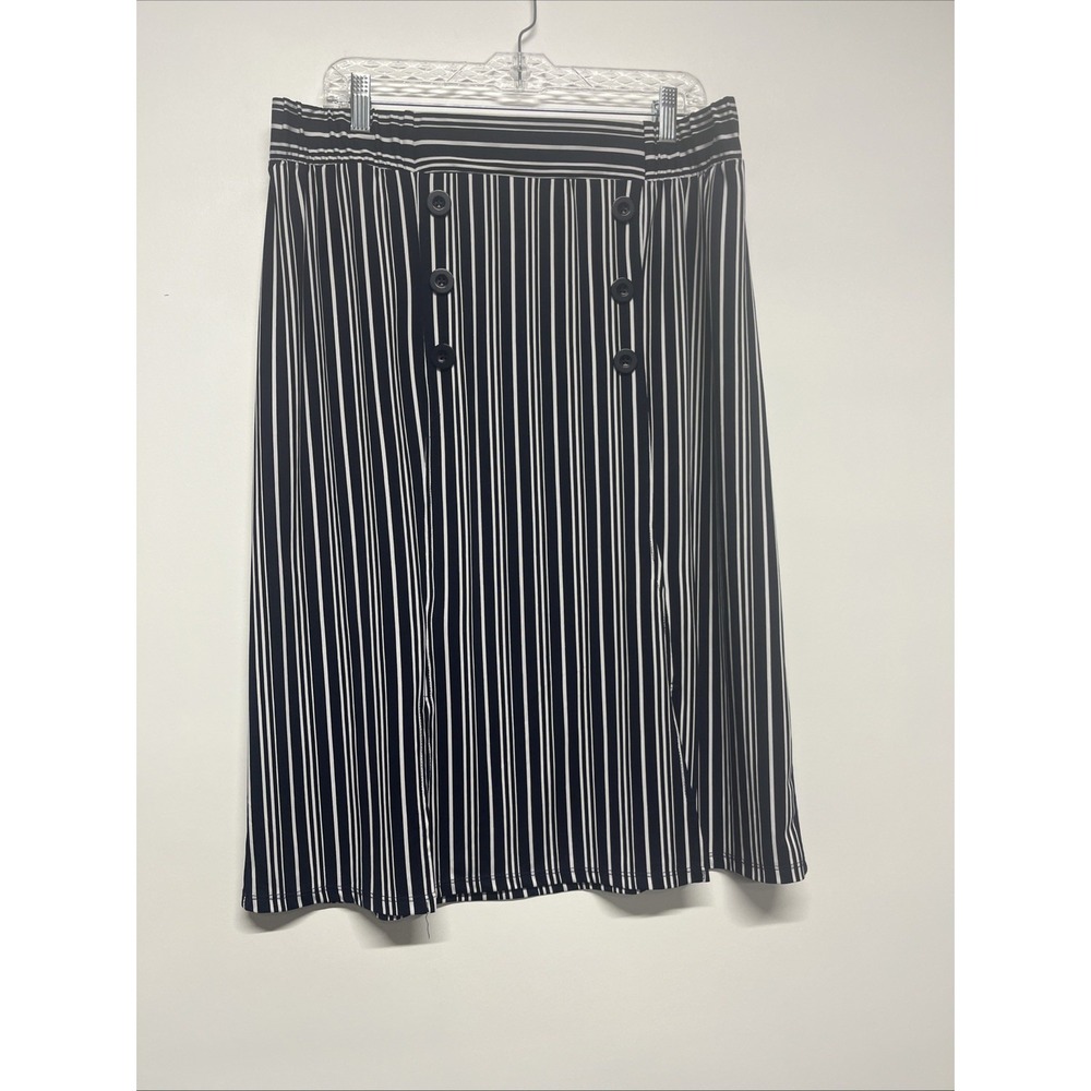 Robert Louis Skirt‎ Women's XL Nautical Midi Striped Navy